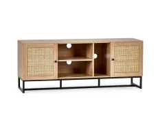 Julian Bowen Clearance - Julian Bowen Padstow Rattan and Oak 2 Door TV Cabinet