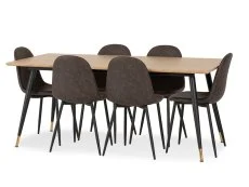 Seconique Seconique Hamilton 180cm Dining Table with 6 Athens Brown Faux Leather Chairs