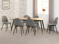 Seconique Seconique Hamilton 180cm Dining Table with 6 Athens Grey Faux Leather Chairs