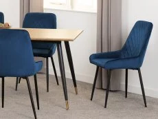 Seconique Seconique Hamilton 180cm Dining Table with 6 Avery Blue Velvet Dining Chairs