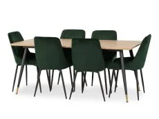 Seconique Seconique Hamilton 180cm Dining Table with 6 Avery Green Velvet Dining Chairs