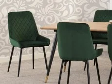 Seconique Seconique Hamilton 180cm Dining Table with 6 Avery Green Velvet Dining Chairs