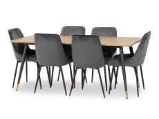 Seconique Seconique Hamilton 180cm Dining Table with 6 Avery Grey Velvet Dining Chairs