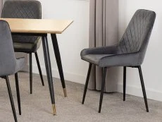 Seconique Seconique Hamilton 180cm Dining Table with 6 Avery Grey Velvet Dining Chairs