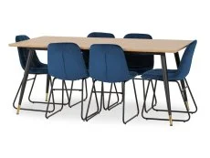 Seconique Seconique Hamilton 180cm Dining Table with 6 Lukas Blue Velvet Dining Chairs