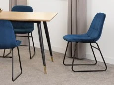 Seconique Seconique Hamilton 180cm Dining Table with 6 Lukas Blue Velvet Dining Chairs