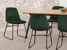 Seconique Seconique Hamilton 180cm Dining Table with 6 Lukas Green Velvet Dining Chairs