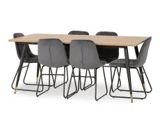 Seconique Seconique Hamilton 180cm Dining Table with 6 Lukas Grey Velvet Dining Chairs