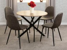 Seconique Seconique Sheldon Sonoma Oak Dining Table and 4 Athens Brown Faux Leather Dining Chairs