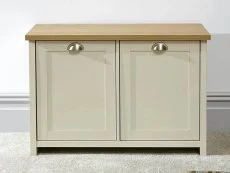 GFW Clearance - GFW Lancaster Cream and Oak 2 Door Shoe Cabinet