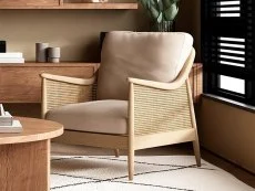 Kyoto Kyoto Winnie Rattan and Natural Fabric Accent Chair