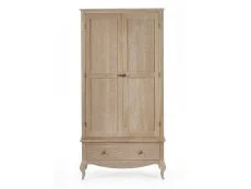 Julian Bowen Julian Bowen Camille Limed Oak 2 Door 1 Drawer Wardrobe