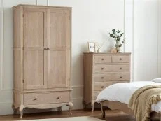 Julian Bowen Julian Bowen Camille Limed Oak 2 Door 1 Drawer Wardrobe