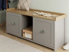 GFW GFW Lancaster Grey and Oak 2 Door Shoe Bench