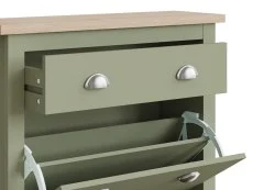 GFW GFW Lancaster Green and Oak 2 Door 1 Drawer Shoe Cabinet