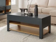 GFW GFW Leon Anthracite and Oak Coffee Table With LED Lighting