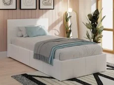 GFW GFW Ecuador 3ft Single White Faux Leather Side Lift Ottoman Bed Frame