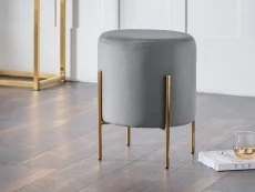 Julian Bowen Julian Bowen Harrogate Grey Velvet Fabric Stool