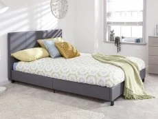 GFW GFW Bed in a Box 4ft6 Double Grey Faux Leather Bed Frame