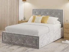 GFW GFW Hollywood 5ft King Size Silver Crushed Velvet Ottoman Bed Frame