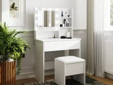 GFW GFW Eva White 2 Drawer Dressing Table Set with LED Lighting