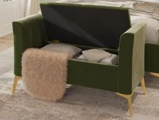 GFW GFW Pettine Green Fabric Upholstered Ottoman Storage Bench