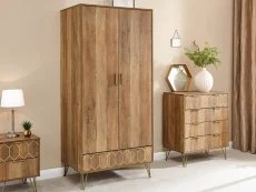 GFW GFW Orleans Mango Effect 2 Door 1 Drawer Wardrobe