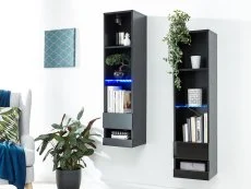 GFW GFW Galicia Black Set of Two Tall Shelf Units with LED Lighting