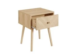 Birlea Furniture & Beds Birlea Herringford Light Oak 1 Drawer Bedside Table