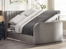 Julian Bowen Julian Bowen Clara 4ft6 Double Light Grey Fabric Ottoman TV Bed Frame