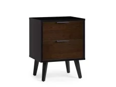 Julian Bowen Julian Bowen Alba Black and Walnut 2 Drawer Bedside Table