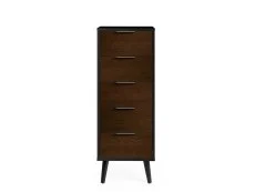 Julian Bowen Julian Bowen Alba Black and Walnut 5 Drawer Chest of Drawers