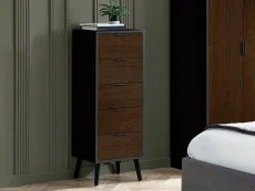 Julian Bowen Julian Bowen Alba Black and Walnut 5 Drawer Chest of Drawers