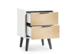 Julian Bowen Alba White and Oak 2 Drawer Bedside Table