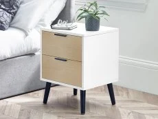 Julian Bowen Julian Bowen Alba White and Oak 2 Drawer Bedside Table