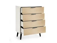 Julian Bowen Alba White and Oak 4 Drawer Chest of Drawers