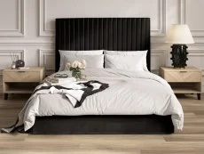 LPD LPD Berlin Tall 4ft6 Double Black Velvet Fabric Ottoman Bed Frame