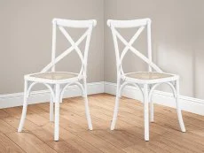 LPD LPD Fitzroy Set of 2 Rattan and White Dining Chairs