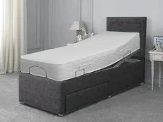Willow & Eve Clearance - Willow & Eve Cool Gel Pocket 1000 Electric Adjustable 3ft Single Bed Venice Carbon 1 Drawer - Left Hand Side With Matching Fern Headboard