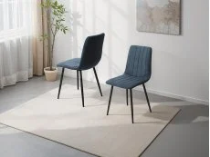 Core Products Core Aspen Straight Stitch Set of 2 Blue Cord Fabric Dining Chairs