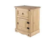 Core Products Core Corona 1 Drawer 1 Door Waxed Pine Wooden Bedside Table