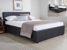 GFW Clearance - GFW Ecuador 4ft6 Double Black Faux Leather Side Lift Ottoman Bed Frame