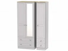 Welcome Welcome Vienna 3 Door 4 Drawer Mirrored Triple Wardrobe (Assembled)