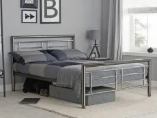 ASC ASC Maya 5ft King Size Chrome and Nickel Metal Bed Frame