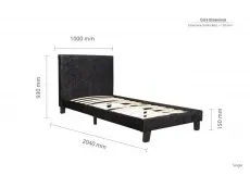 Birlea Furniture & Beds Birlea Berlin 3ft Single Black Crushed Velvet Glitz Fabric Bed Frame