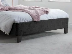 Birlea Furniture & Beds Birlea Berlin 4ft Small Double Black Crushed Velvet Glitz Fabric Bed Frame