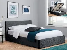 Birlea Furniture & Beds Birlea Berlin 4ft Small Double Black Crushed Velvet Glitz Fabric Ottoman Bed Frame