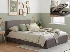 Birlea Furniture & Beds Birlea Berlin 4ft Small Double Grey Fabric Ottoman Bed Frame