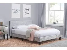 Birlea Furniture & Beds Birlea Berlin 4ft Small Double Steel Crushed Velvet Glitz Fabric Bed Frame