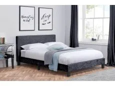 Birlea Furniture & Beds Birlea Berlin 4ft6 Double Black Crushed Velvet Glitz Fabric Bed Frame